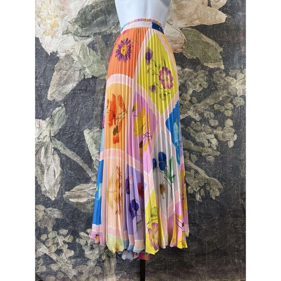 New Anthropologie The Isobel Silky Pleated Skirt by Maeve Sz Xl - Picture 3 of 6